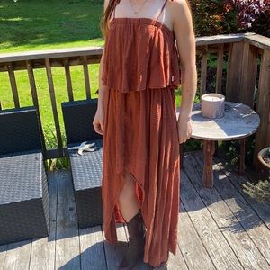 RVCA 🍂burnt red🍂open front leg maxi dress size M
